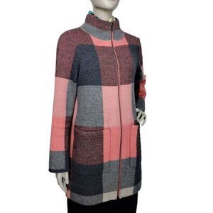 Anthropologie Field Flower 100% Wool Check Plaid Cardigan Sweater Jacket